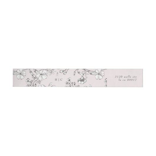 Prachtig Blush Floral Monogram Sketting Address (Individueel)