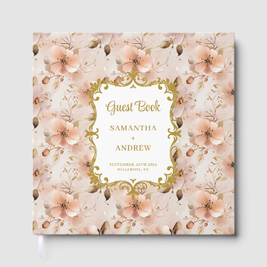 Prachtig Blush Gold bruiloft gastenboek voor gaste (Voorkant)