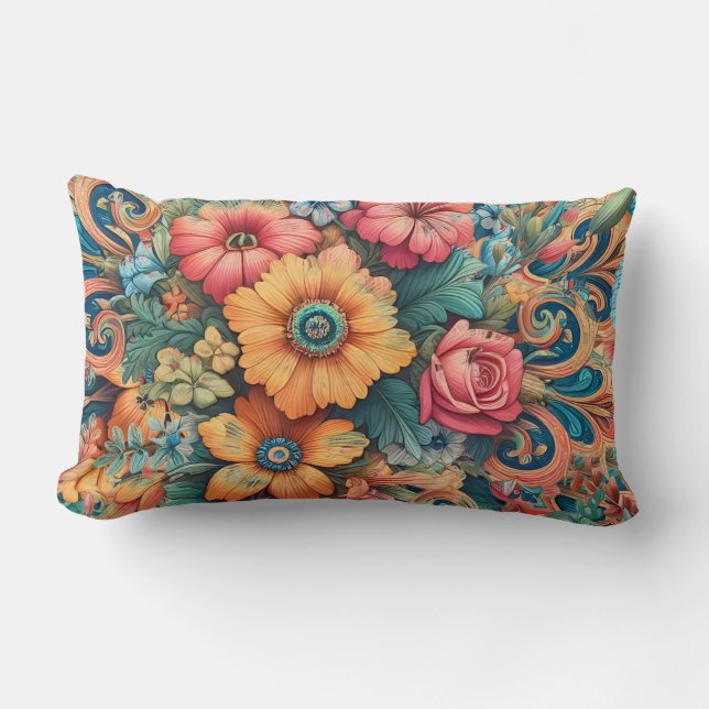 Prachtig boeket bloemen kussen (Voorkant)