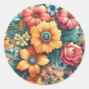 Prachtig boeket bloemen ronde sticker