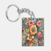 Prachtig boeket bloemen sleutelhanger (Voorkant Links)