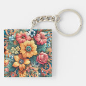 Prachtig boeket bloemen sleutelhanger (Achterkant)