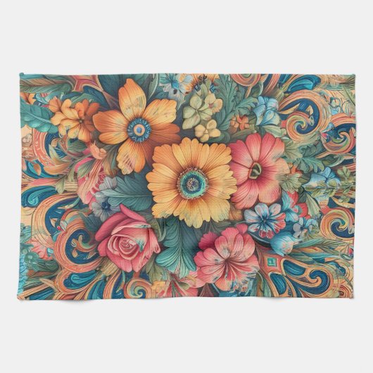 Prachtig boeket bloemen theedoek (Horizontaal)