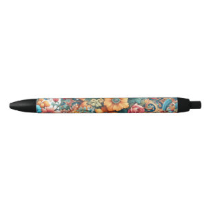 Prachtig boeket bloemen zwarte inkt pen