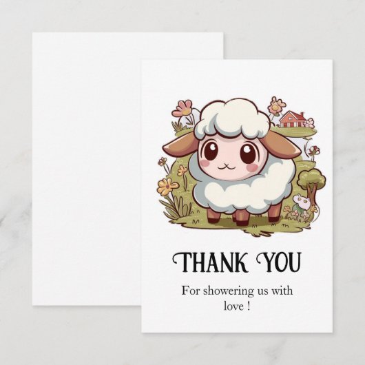 Prachtig boerenerf schaap Baby shower Bedankkaart (Voorkant / Achterkant)
