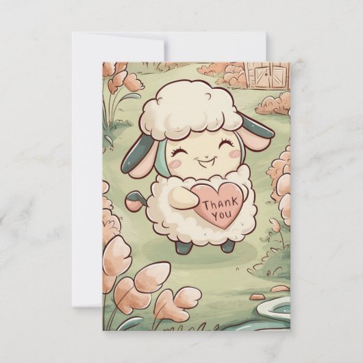 Prachtig boerenerf schaap bedankkaart (Voorkant)