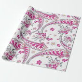 Prachtig Bohemian Paisley Roze Kunstontwerp Cadeaupapier (Uitgerold)
