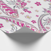 Prachtig Bohemian Paisley Roze Kunstontwerp Cadeaupapier (Hoek)