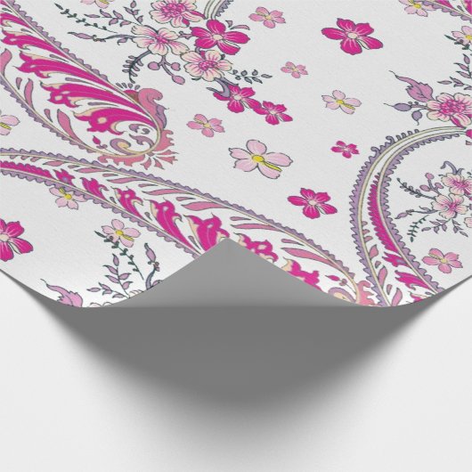 Prachtig Bohemian Paisley Roze Kunstontwerp Cadeaupapier (Hoek)