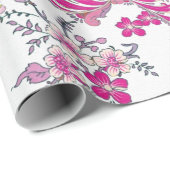Prachtig Bohemian Paisley Roze Kunstontwerp Cadeaupapier (Rol Hoek)