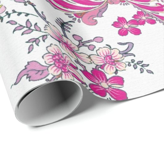 Prachtig Bohemian Paisley Roze Kunstontwerp Cadeaupapier (Rol Hoek)