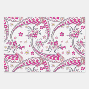 Prachtig Bohemian Paisley Roze Kunstontwerp Inpakpapier Vel