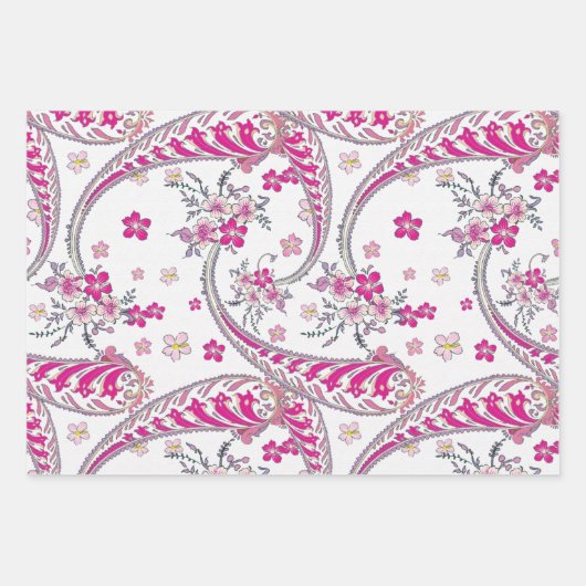 Prachtig Bohemian Paisley Roze Kunstontwerp Inpakpapier Vel (Voorkant)