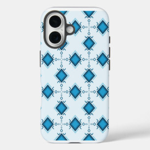 Prachtig bohemien bloemmotief in zachte blauwe luc iPhone 16 hoesje