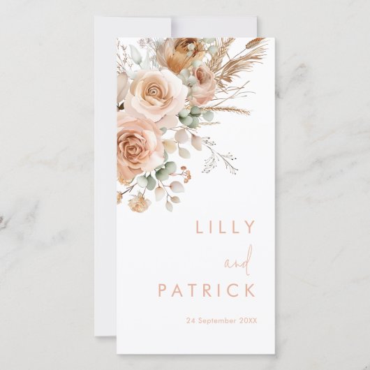 Prachtig Boho Floral huwelijksprogramma (Voorkant)