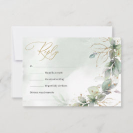 Prachtig boho groen gebladerte bladeren namaak gou RSVP kaartje