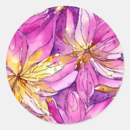 Prachtig Boho roze en gouden bloemmotief Ronde Sticker