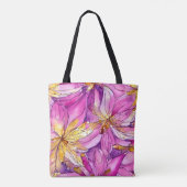 Prachtig Boho roze en gouden bloemmotief Tote Bag (Achterkant)