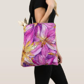 Prachtig Boho roze en gouden bloemmotief Tote Bag (Dichtbij)