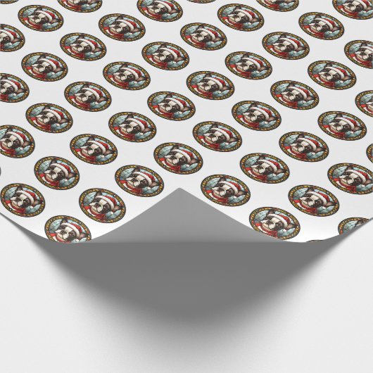 Prachtig Boston Terrier Hond Kerstpatroon Cadeaupapier (Hoek)
