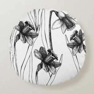 Prachtig botanisch bloemontwerp rond kussen