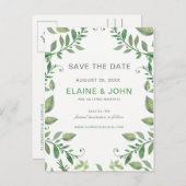 Prachtig botanisch groen Save the Date Aankondigingskaart (Voorkant / Achterkant)