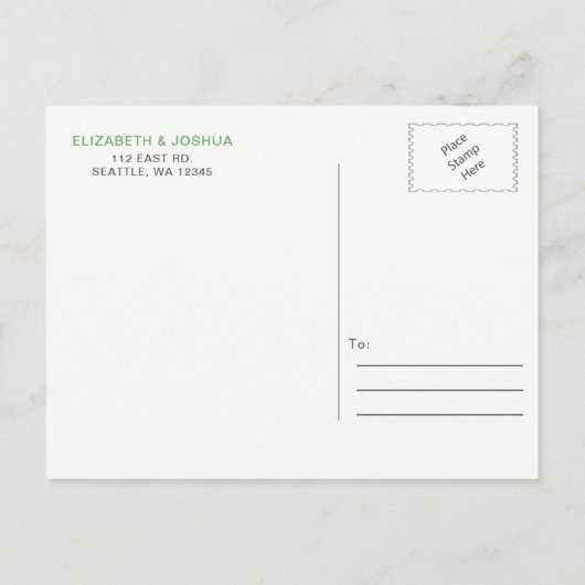 Prachtig botanisch groen Save the Date Aankondigingskaart (Achterkant)