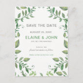 Prachtig botanisch groen Save the Date Aankondigingskaart (Voorkant)