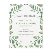 Prachtig botanisch groen Save the Date