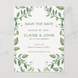 Prachtig botanisch groen Save the Date Aankondigingskaart