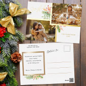 Prachtig botanisch schrift 2-foto met gouden lijst folie feestdagen briefkaart