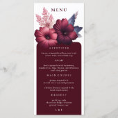 Prachtig Bourgogne & Blush Roze Magnolia Diner Menu (Voorkant)
