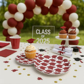 Prachtig Bourgondië en wit Afstuderen Papieren Bordje