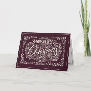 Prachtig Bourgondisch Vintage Prettig Kerstfeest Feestdagen Kaart
