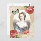 Prachtig briefkaart met dame en roos (Voorkant / Achterkant)