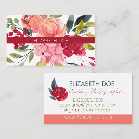 Prachtig Bright Floral Visitekaartje (Voorkant / Achterkant)
