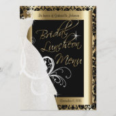 Prachtig bruidsmenu in goud & zwart damast menu (Voorkant)