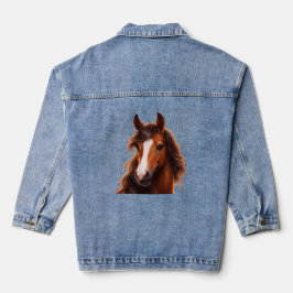 Prachtig bruin paard denim jacket