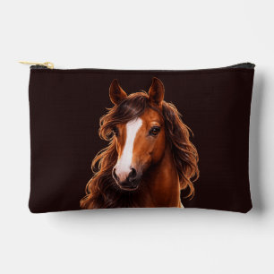 Prachtig, bruin paard met witte bles etui