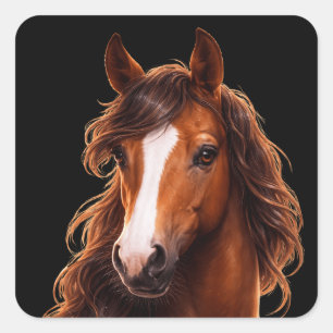 Prachtig, bruin paard met witte bles vierkante sticker