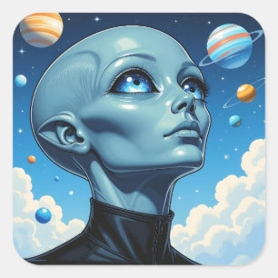 Prachtig buitenaards wezen vierkante sticker