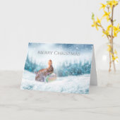 Prachtig Bunny Rabbit kerstfeestkaartje Kaart (Gele Bloem)