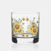 Prachtig cadeau voor moeder Waterverf zonnebloem b Whisky Glas (Links)