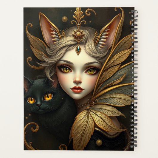 Prachtig Cat Fairy portret Planner (Achterkant)