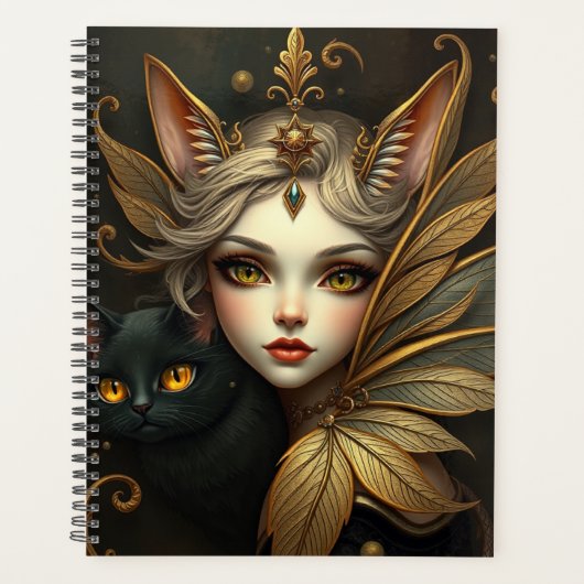 Prachtig Cat Fairy portret Planner (Voorkant)