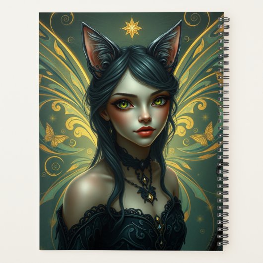 Prachtig Cat Fairy portret Planner (Achterkant)