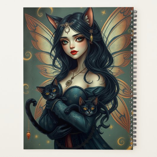 Prachtig Cat Fairy portret Planner (Achterkant)
