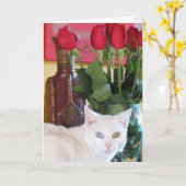 Prachtig Cat Wenskaart! Kaart (Gele Bloem)