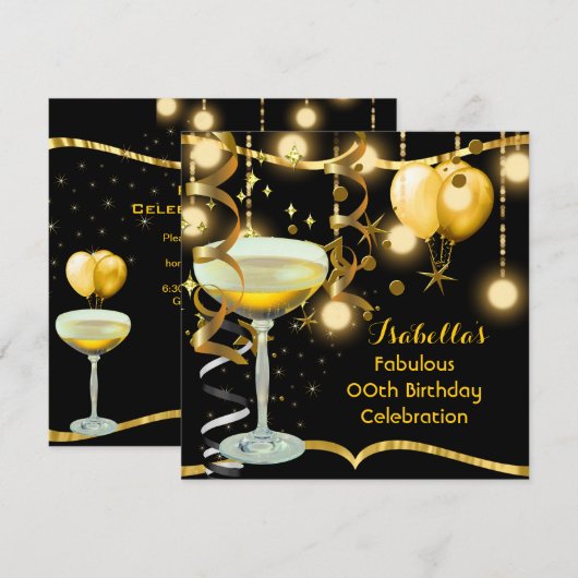 Prachtig Champagnetoost Goud Feest Kaart (Voorkant / Achterkant)
