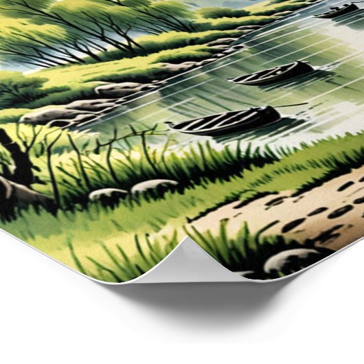 Prachtig Chinees landschap Poster (Hoek)